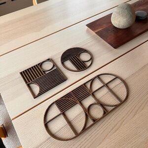 Geometric Wooden trivet Set